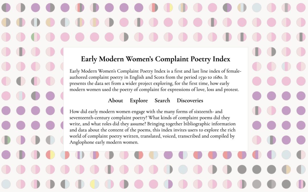 Early Modern Women’s Complaint Poetry Index Launched