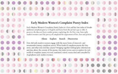 Early Modern Women’s Complaint Poetry Index Launched